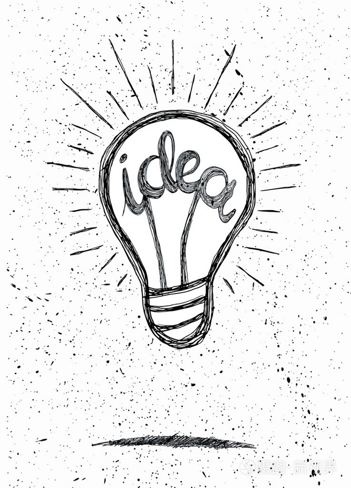 手绘灯泡想法矢量图