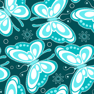 绿松石珠片蝴蝶无缝模式图片
