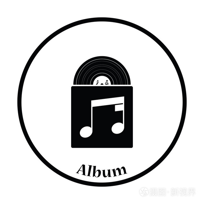 黑胶唱片在信封图标