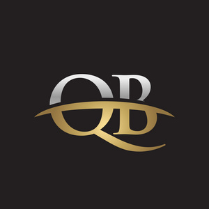 首字母 qb 金银耐克标志旋风 logo 黑色背景照片