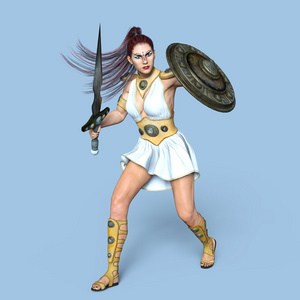 一个女的角斗士的 3d cg 渲染照片