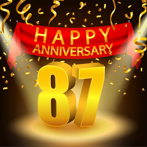 花店用的金色布用金色纸屑和斑点庆祝87周年照片