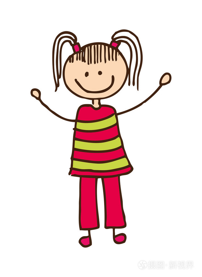 彩色绘图快乐的女孩