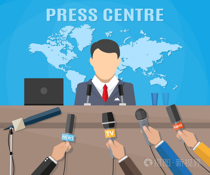 新闻发布会上,世界电视新闻直播