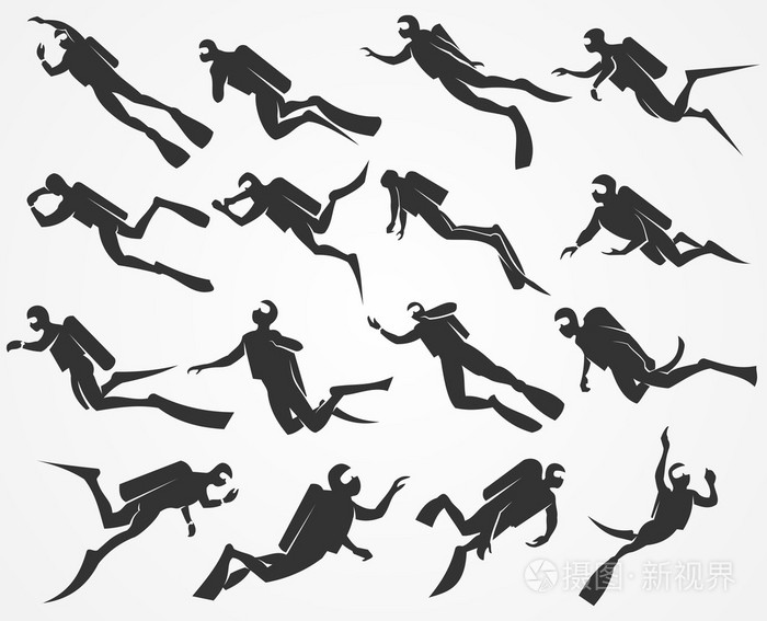 矢量剪影潜水员