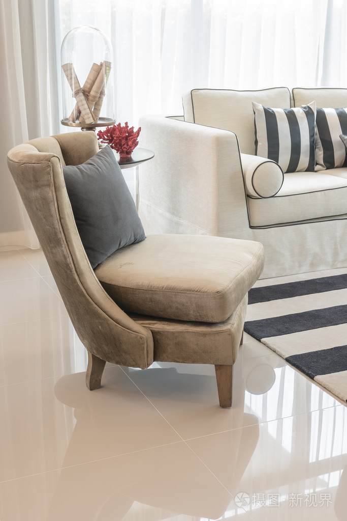 在豪华的客厅里的经典椅子样式