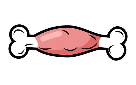 骨头上的肉被隔离了. 新鲜猪肉卡通风格. 一块牛肉照片