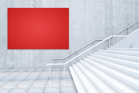 红色广告牌和楼梯图片