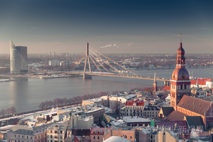 拉脱维亚首都里加从鸟瞰