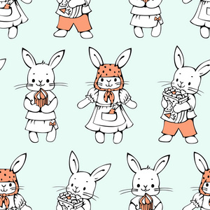 无缝模式与有趣的小兔子图片