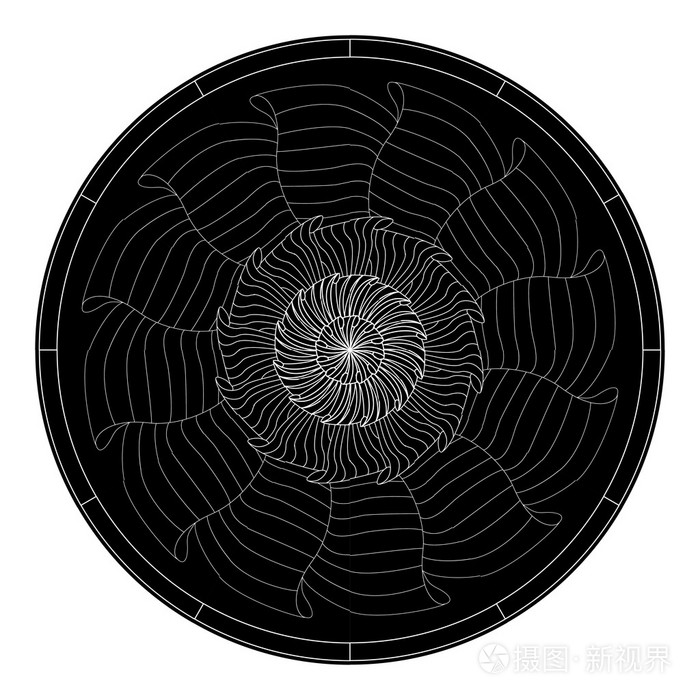 黑色曼陀罗着色曼达拉矢量着色页曼陀罗