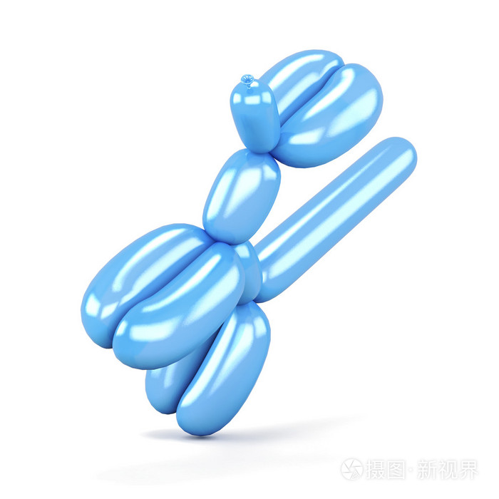 蓝狗气球隔离在白色背景上。3d 渲染图像