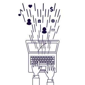 计算机网络应用计算机网络矢量图线条样式照片