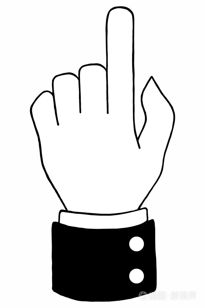 手食指单色黑白线条艺术孤立的矢量