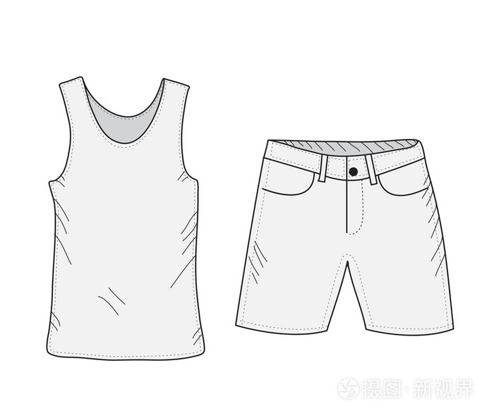 坦克顶部和短裤样机.矢量图插画-正版商用图片1ogxsr-摄图新视界