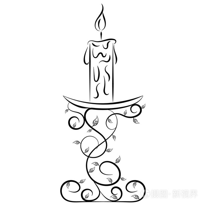 涂鸦手绘制的蜡烛插画-正版商用图片1oh10q-摄图新视界