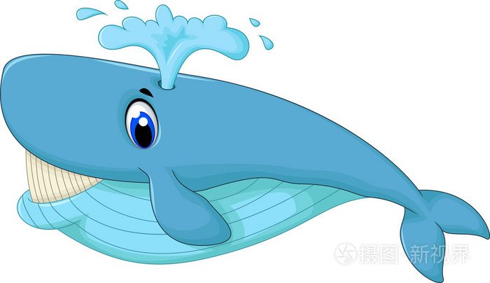 微笑的可爱的蓝色卡通鲸鱼