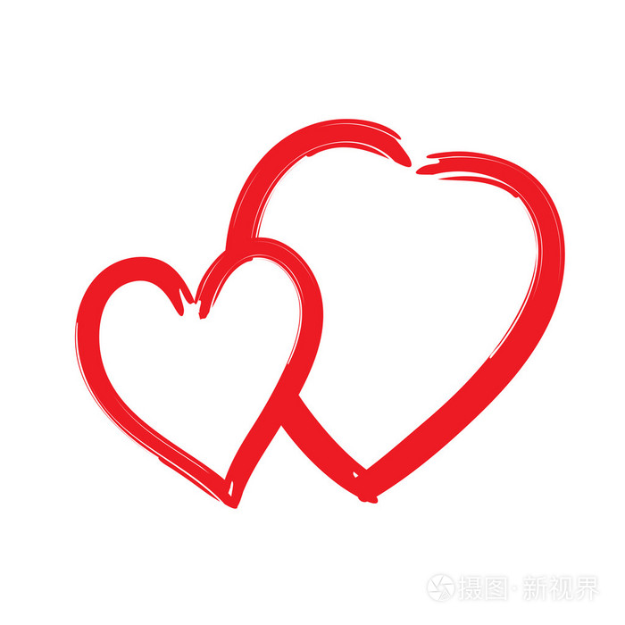 孤立的红心图标笔刷纹理形状标志