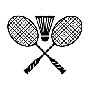 羽毛球图标.白色背景上的黑色图标照片