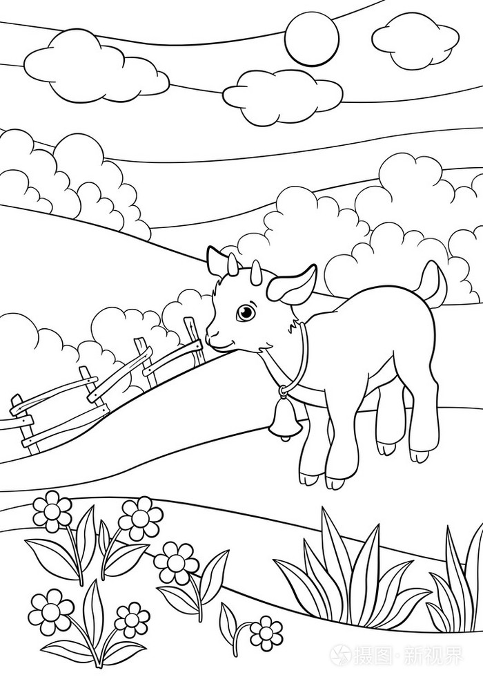 农场动物.小可爱 goatling 微笑插画-正版商用图片1ohxh0-摄图新视界