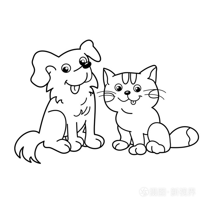 猫和狗的简笔画图片