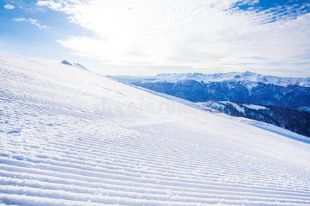 滑雪道 美丽的 欧洲 全景图 寒冷的 天空 俄罗斯 波利亚纳