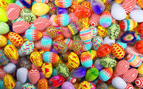 许多复活节彩蛋彩绘复活节彩蛋照片
