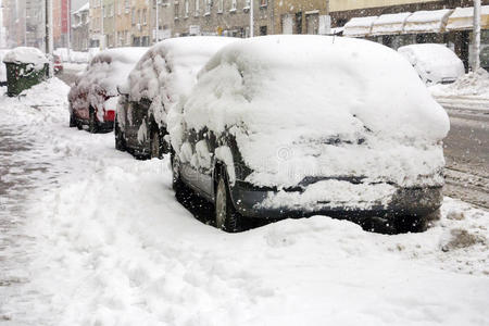 被雪覆盖的汽车