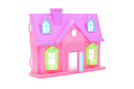 小孩 开的 房子 紫色 塑料 屋顶 玩具 窗口 粉红色 洋娃娃