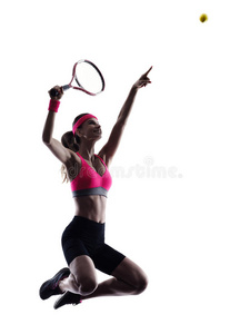 网球 背光 玩家 行动 运动 女人 阴影 运动服 满的 演播室