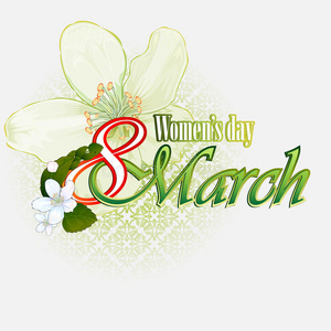 三月八日妇女的白天背景与白花