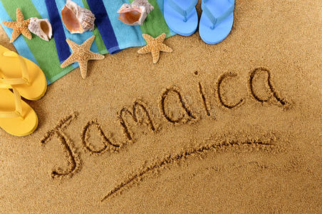 牙买加 旅行 框架 公司 写作 海星 海滩 单词 牙买加人