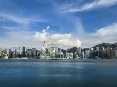 亚洲 中国人 金融 建筑学 高的 霓虹灯 香港 全景图 城市