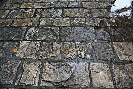 特写镜头 地面 城市 建设 铺路 花岗岩 石头 古老的 铺面