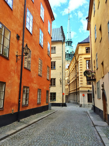 斯德哥尔摩旧中心五颜六色的建筑