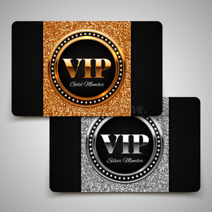 金银vip高级会员卡与闪光照片