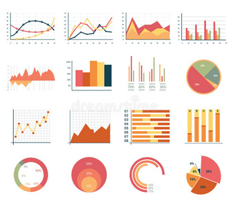 信息图形图表图表的元素。 平的