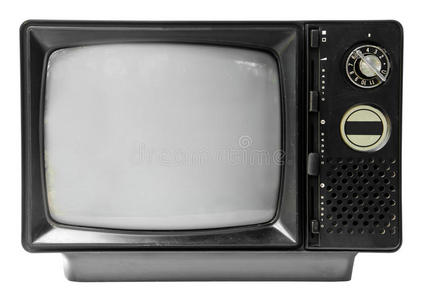 白色背景上孤立的老式电视