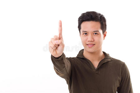 在白色背景上做一个手势照片