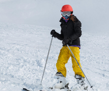法国人 女孩 滑雪者 外部 滑雪 护目镜 小孩 冬天 乐趣