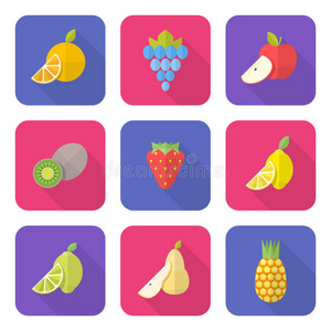 平面风格各种水果图标