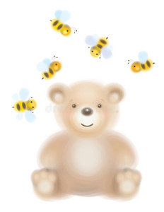 淋浴 绘画 削减 宝贝 蜜蜂 童年 泰迪 颜色 性格 卡通