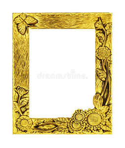 古色古香的金色相框孤立在白色的背景上，剪裁的路径
