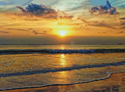 暮光 风景 夏天 地平线 日落 傍晚 海滩 海景 美丽的