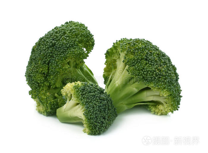 白底新鲜西兰花照片