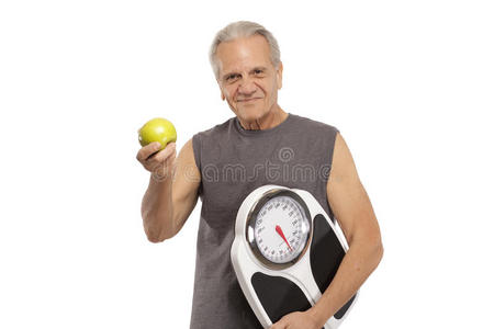 水果 食物 男人 测量 成人 苹果 健身 形象 工具 锻炼
