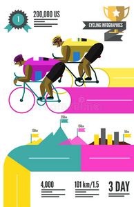 自行车运动员赛车信息图。