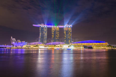 新加坡滨海湾市区夜景