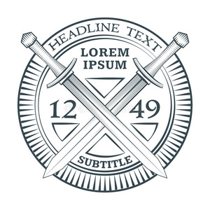 雕刻风格剑盾标志横幅照片