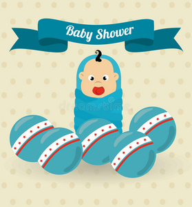 婴儿淋浴设计，矢量插图。
